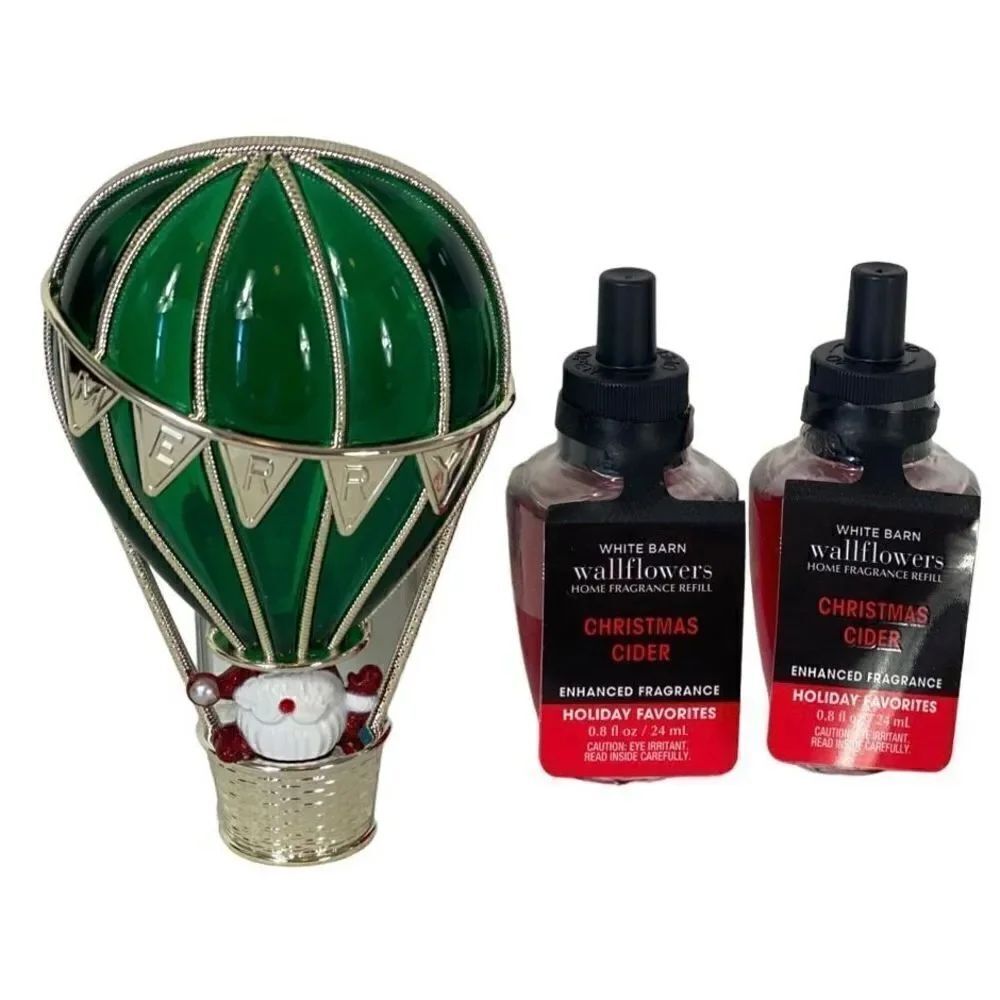 Bath and Body Works SANTA & HOT AIR BALLOON Scent Control Wallflower & 2 Refills